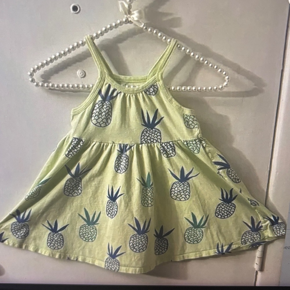 Tea Collection Pineapple Print Trapeze Dress 4 Whimsywear Cottagecore Playful - Picture 3 of 9